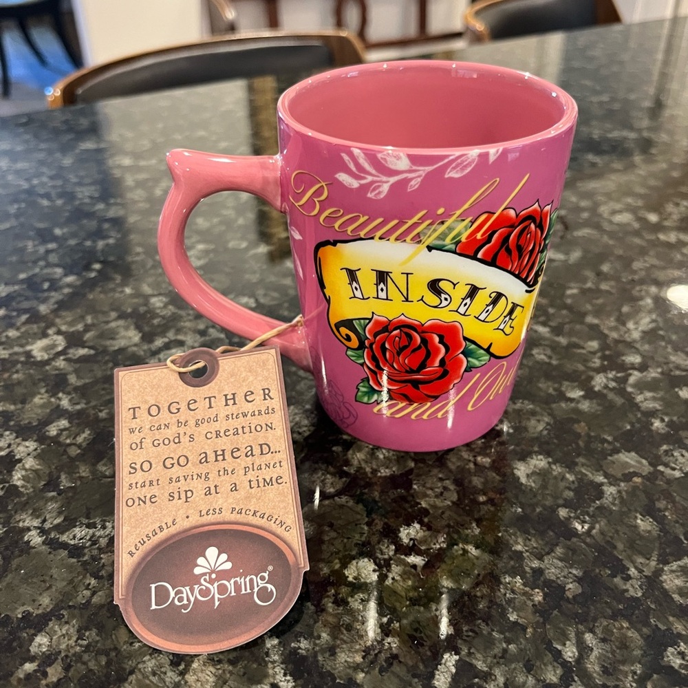 DaySpring Pink Mug “Beautiful inside and out” Christian Jesus Gift Coffee Tea